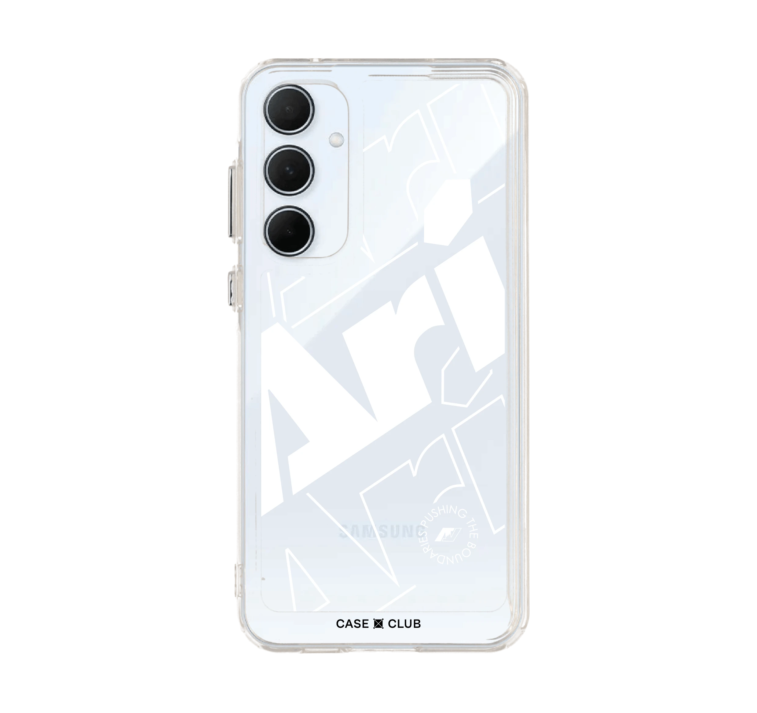 เคสใส samsung a55 ari โลโก้มาเนียสีขาว แนวสตรีท